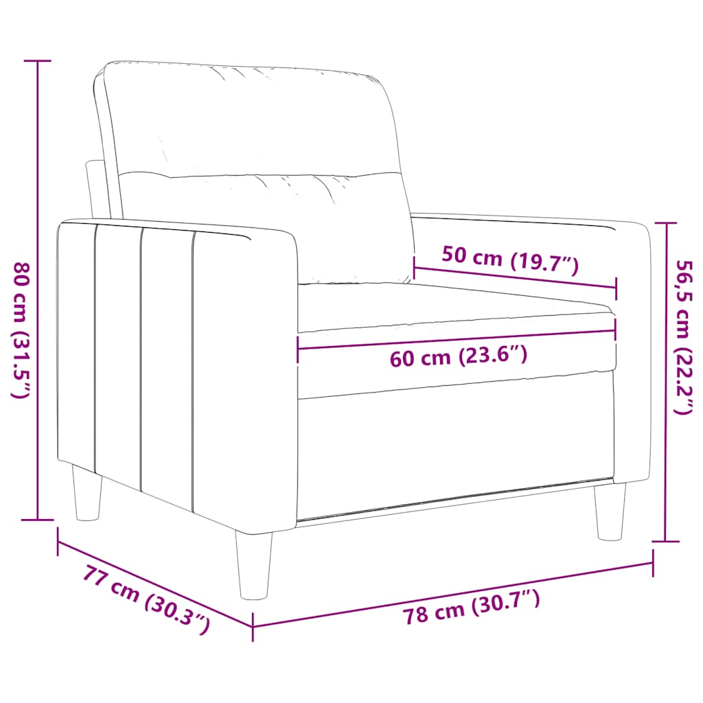 Fotelja smeđesiva 60 cm od tkanine