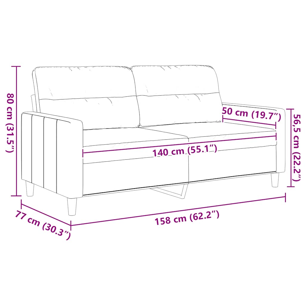 Dvosjed od tkanine smeđesivi 140 cm