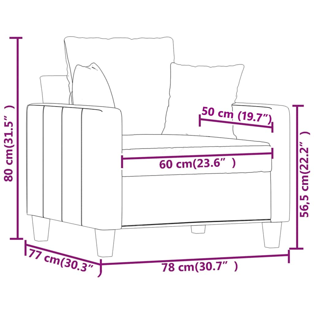 Fotelja crna 60 cm Tkanina