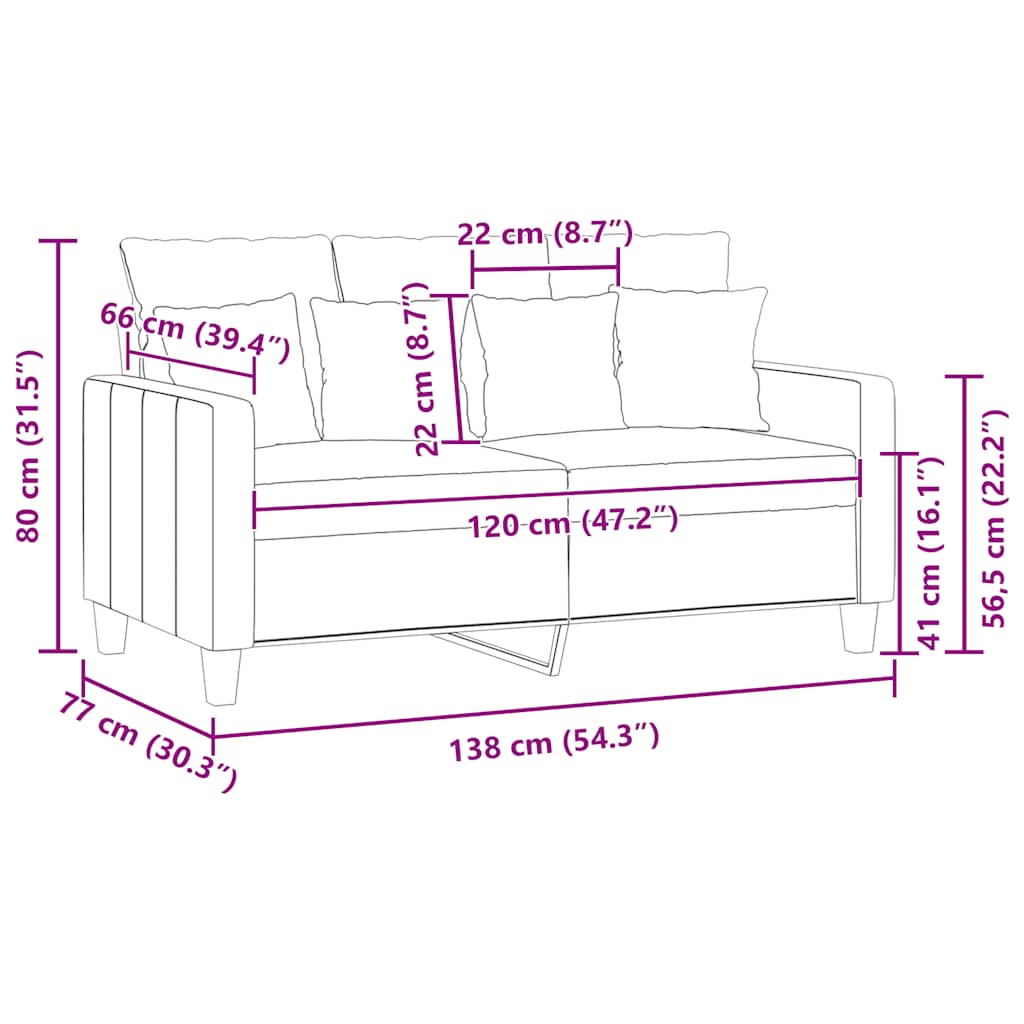 Dvosjed od tkanine svjetložuti 120 cm