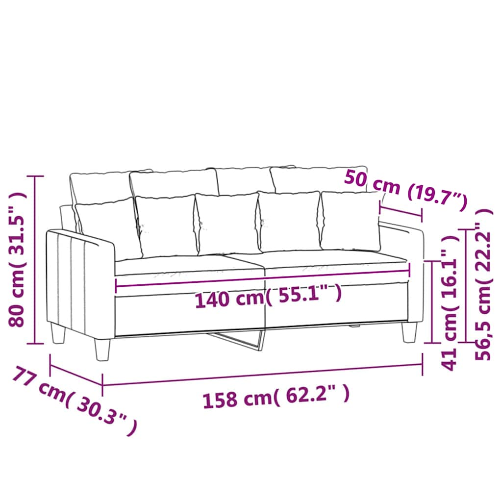 Dvosjed od tkanine smeđesivi 140 cm