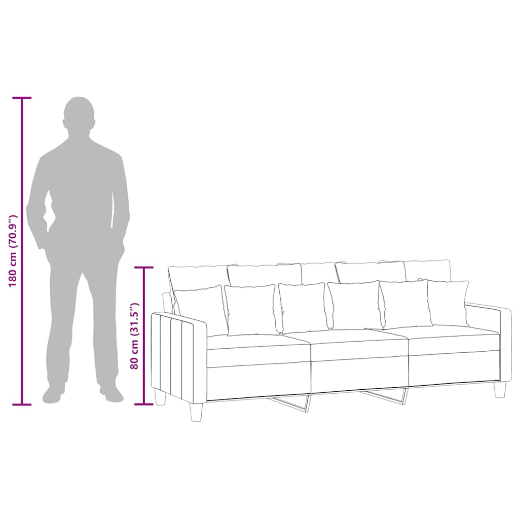 Trosjed od tkanine svjetložuti 180 cm