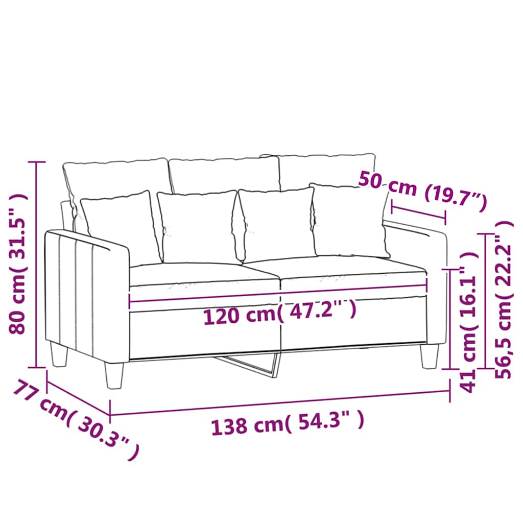 Dvosjed ružičasti 120 cm baršunasti