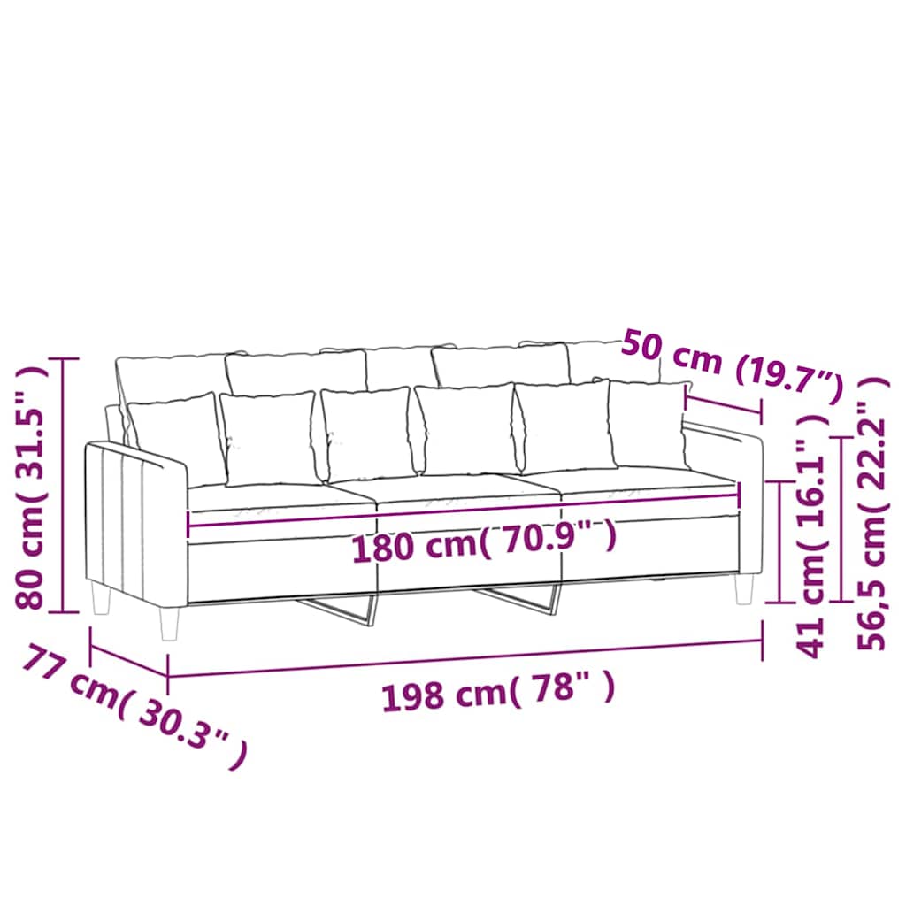 Trosjed od tkanine krem 180 cm baršunasti