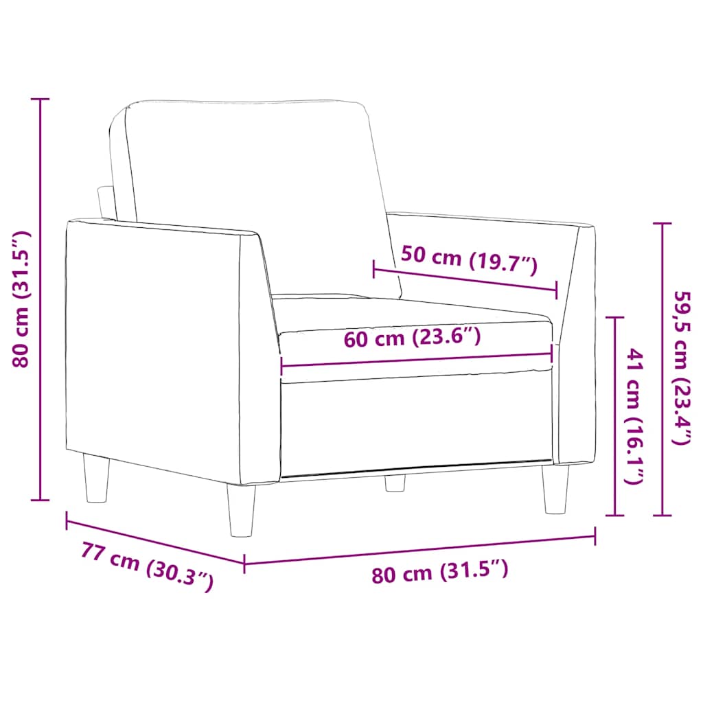 Fotelja crvena boja vina 60 cm od umjetne kože