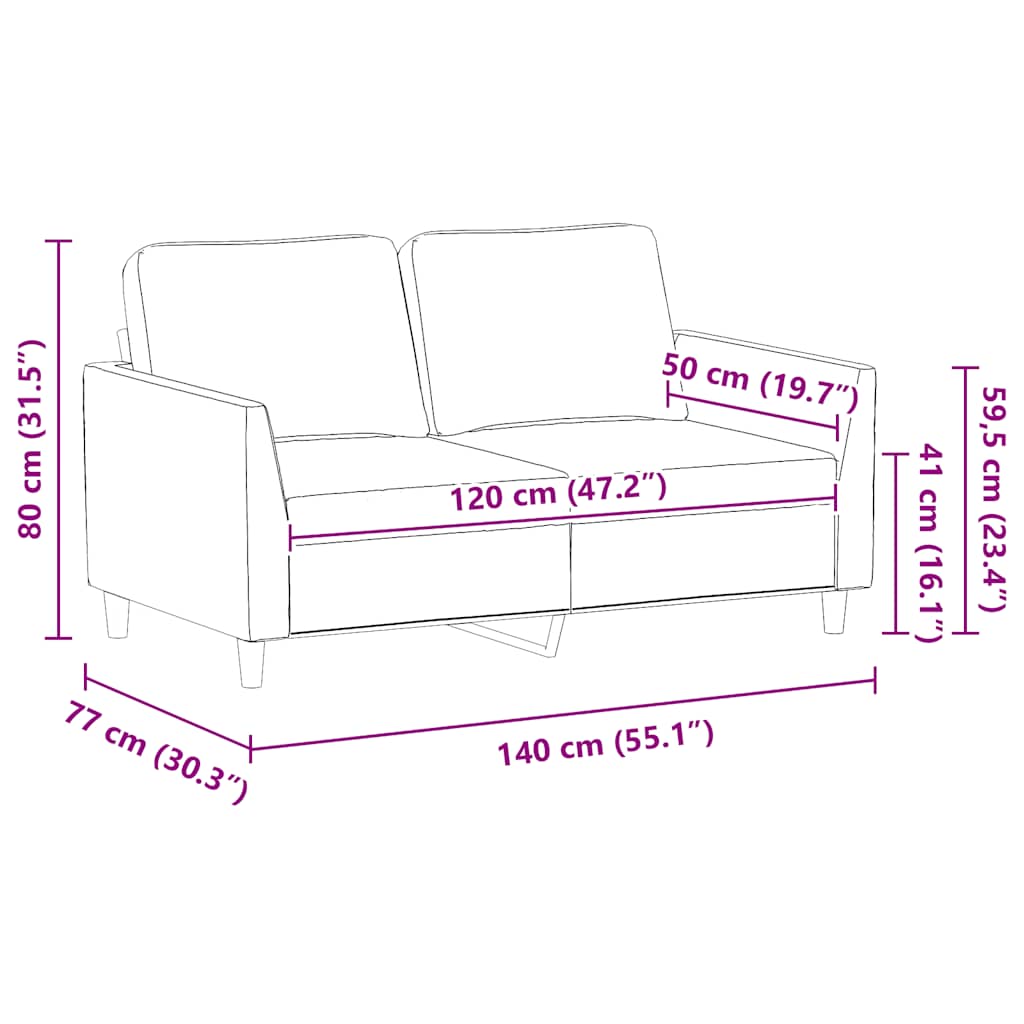 Dvosjed od tkanine krem 120 cm od umjetne kože