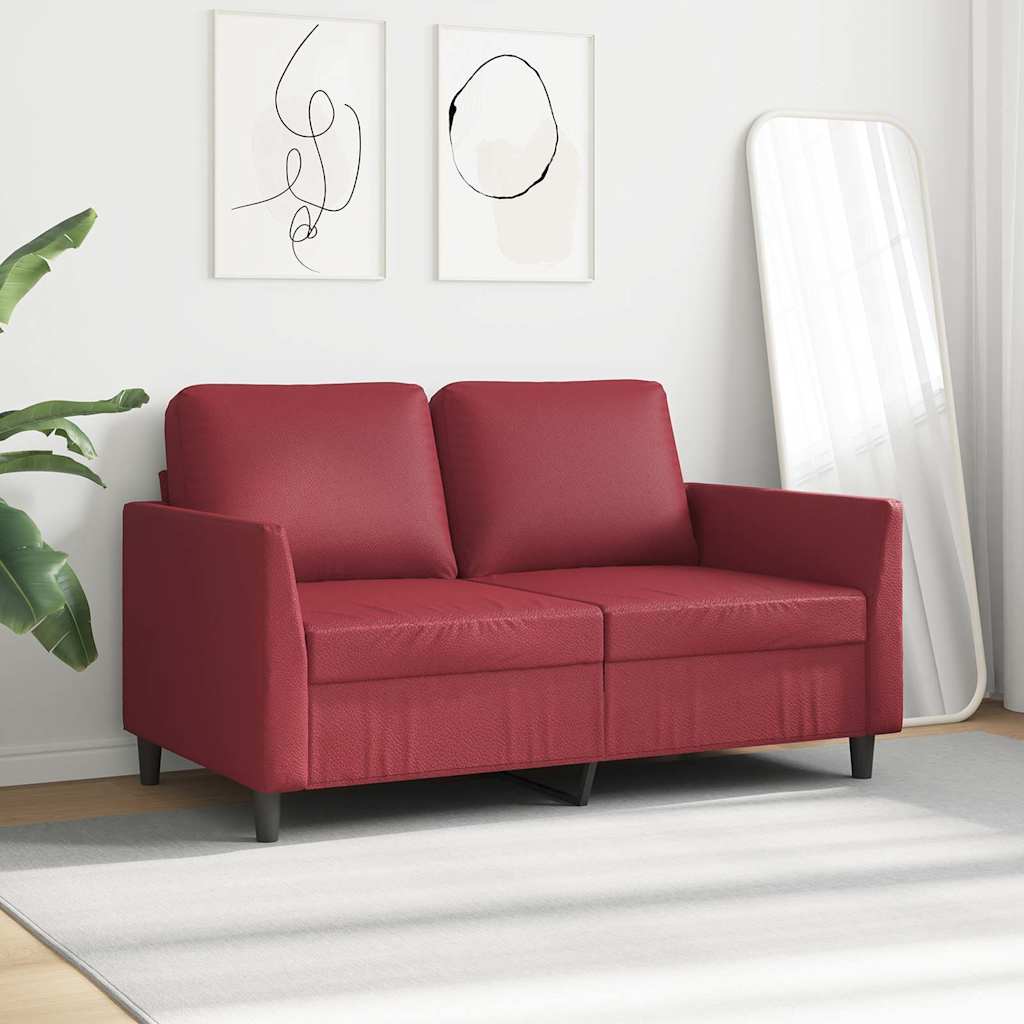 Dvosjed od tkanine crvena boja vina 120 cm od umjetne kože