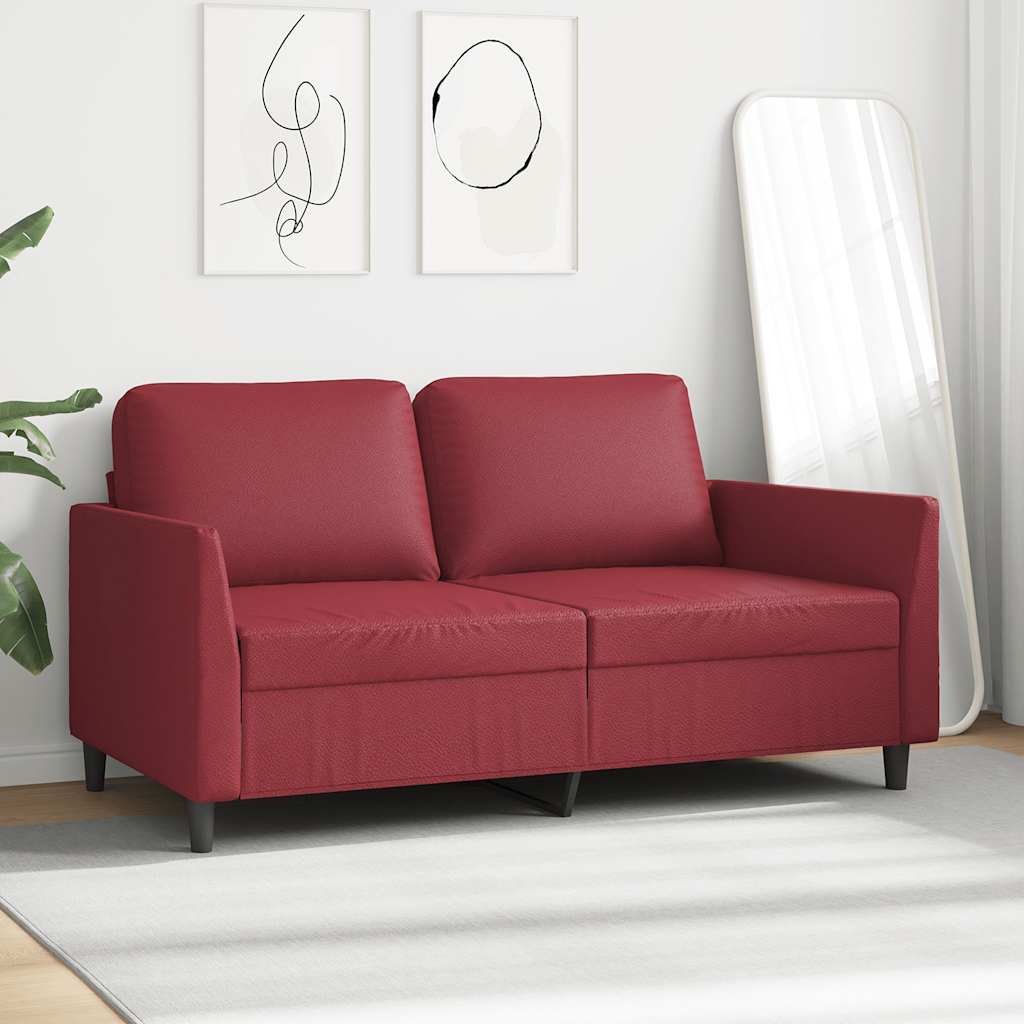 Dvosjed od tkanine crvena boja vina 140 cm umjetne kože