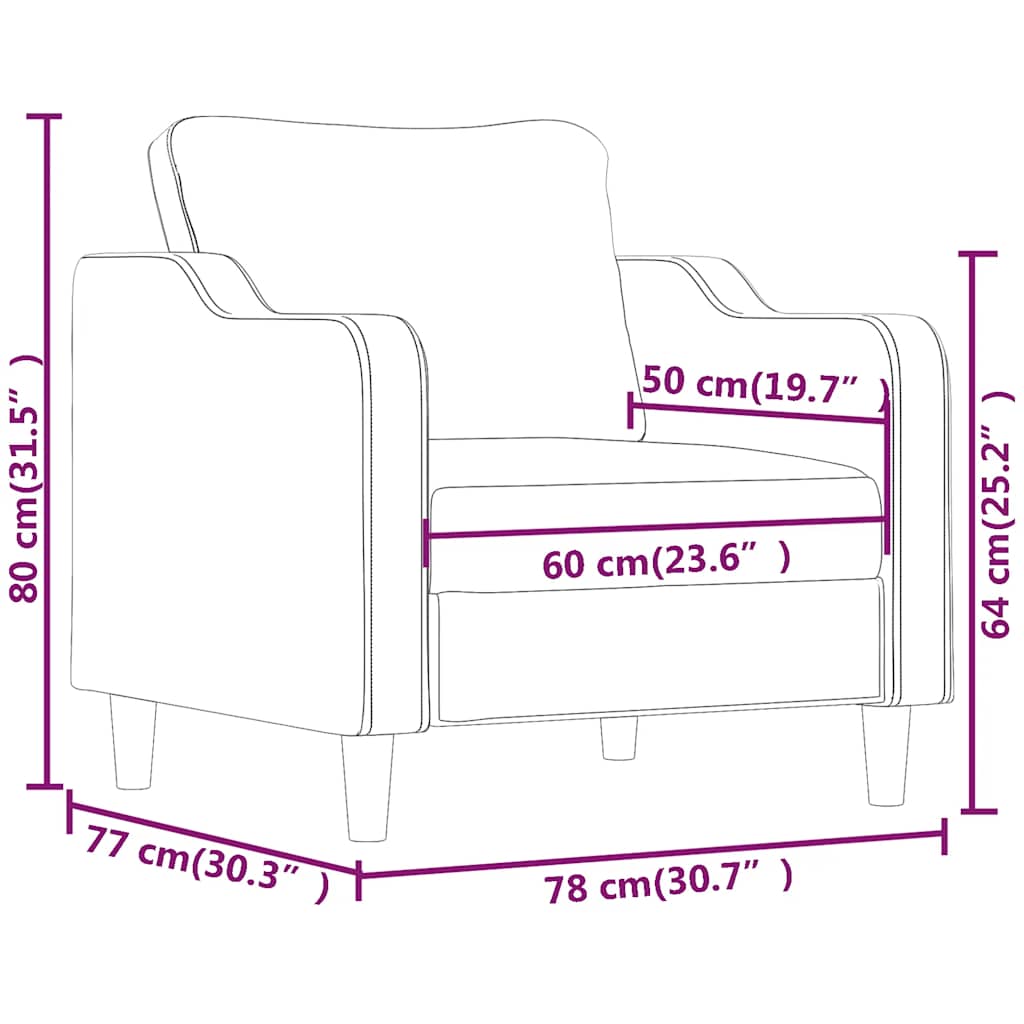 Fotelja crna 60 cm Tkanina