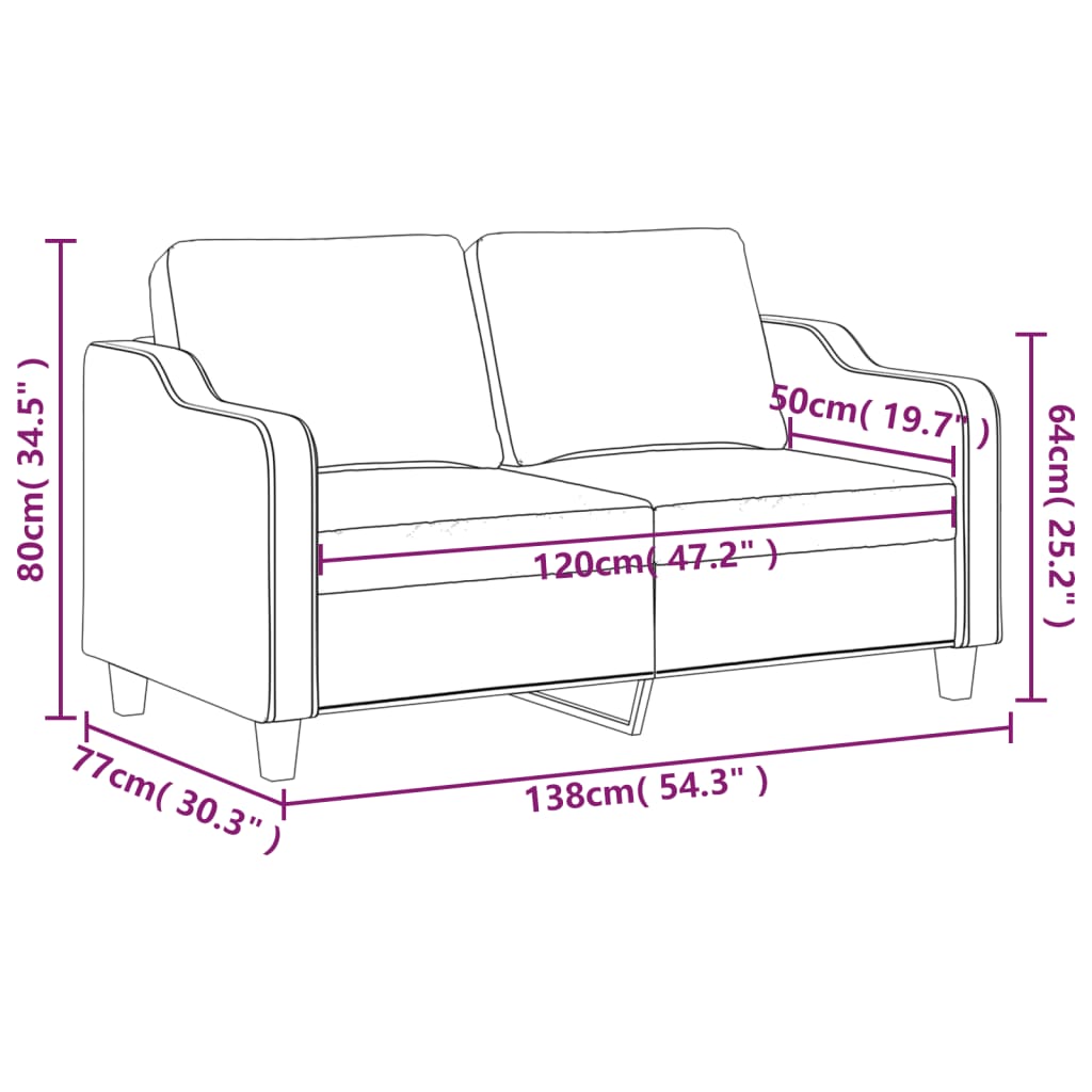 Dvosjed od tkanine svjetlosivi 120 cm