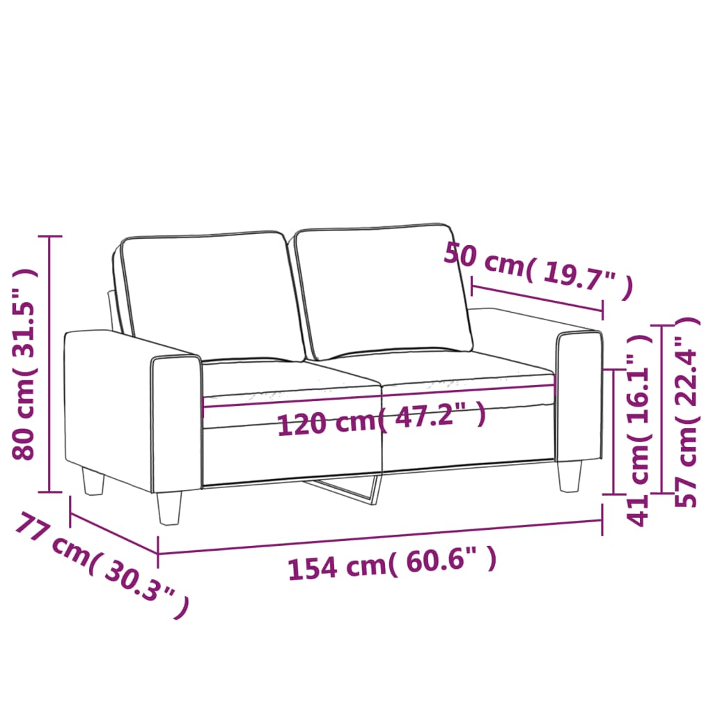 Dvosjed od tkanine svjetlosivi 120 cm