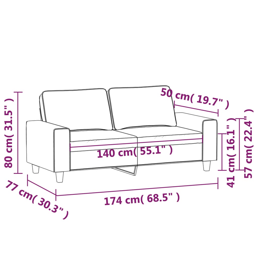 Dvosjed od tkanine smeđi 140 cm