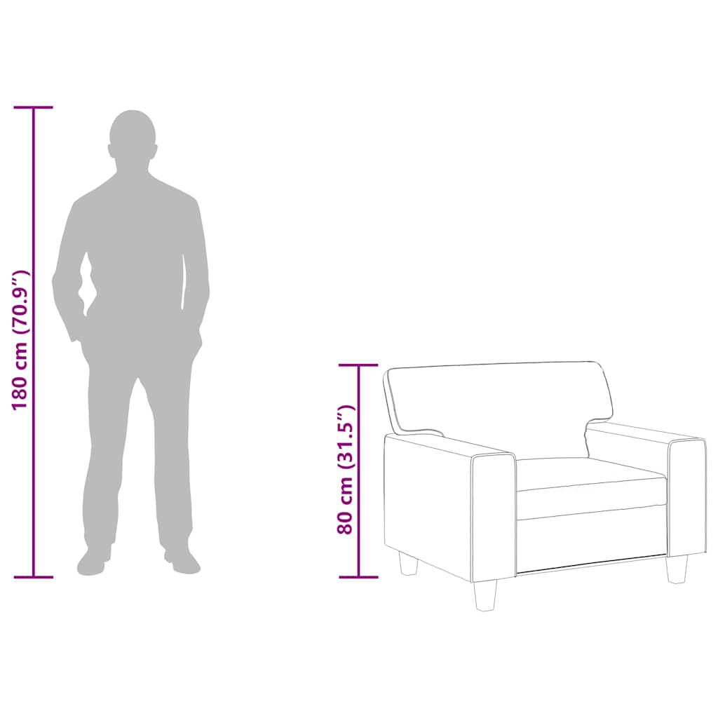 Fotelja crna 60 cm od umjetne kože