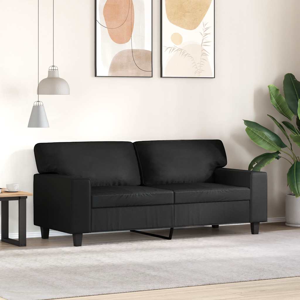 Dvosjed od tkanine crni 140 cm od umjetne kože