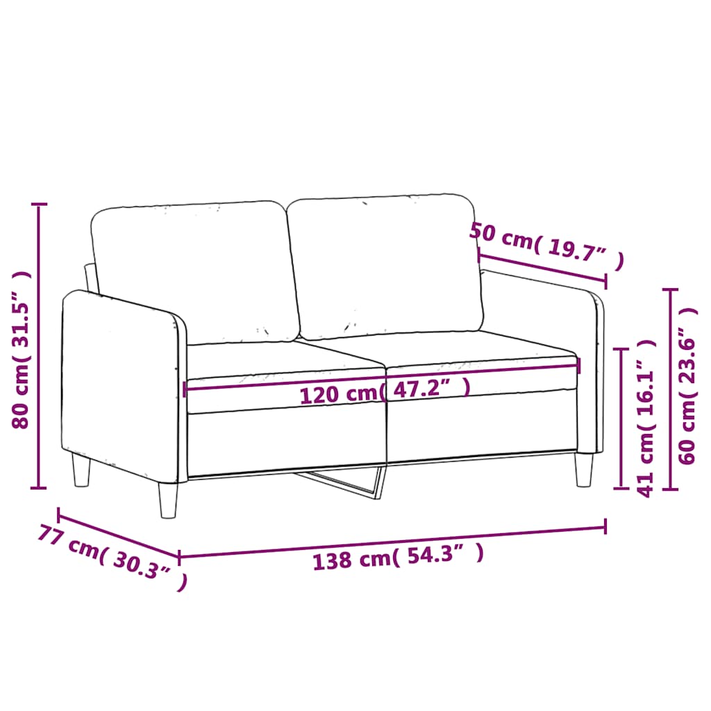 Dvosjed smeđi 120 cm baršunasti