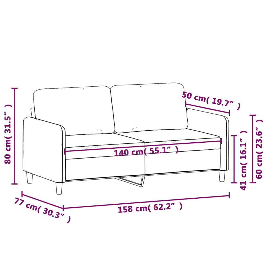Dvosjed plavi 140 cm baršunasti