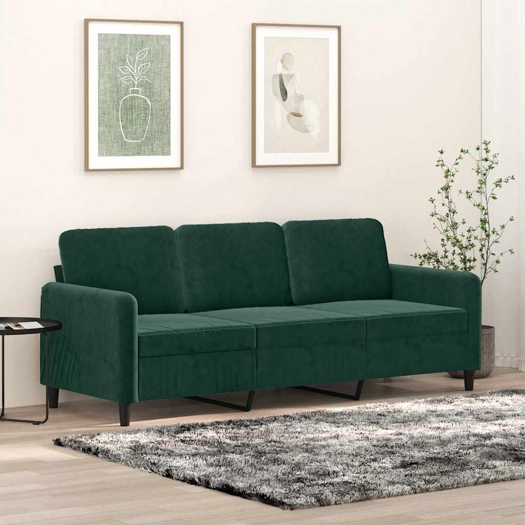 Trosjed tamnozeleni 180 cm baršunasti