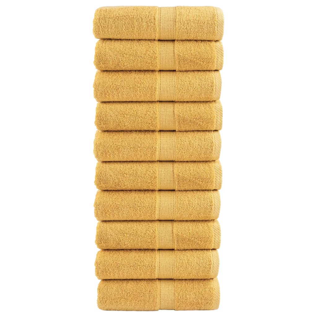 Premium ručnici za goste SOLUND 10 kom. zlatne boje 30x50 cm 600 g/m²