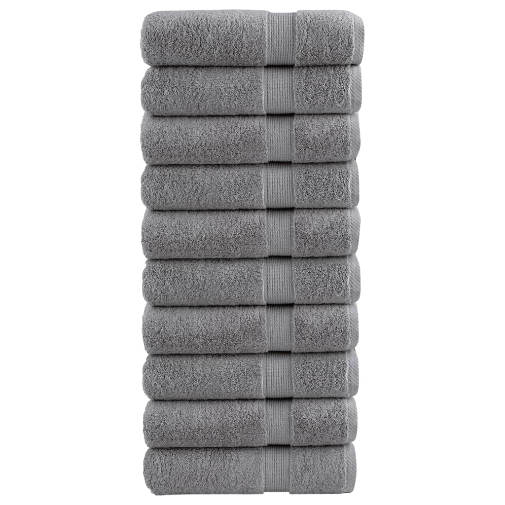 Ručnici za ruke SOLUND 10 kom sivi 50 x 100 cm 600 gsm