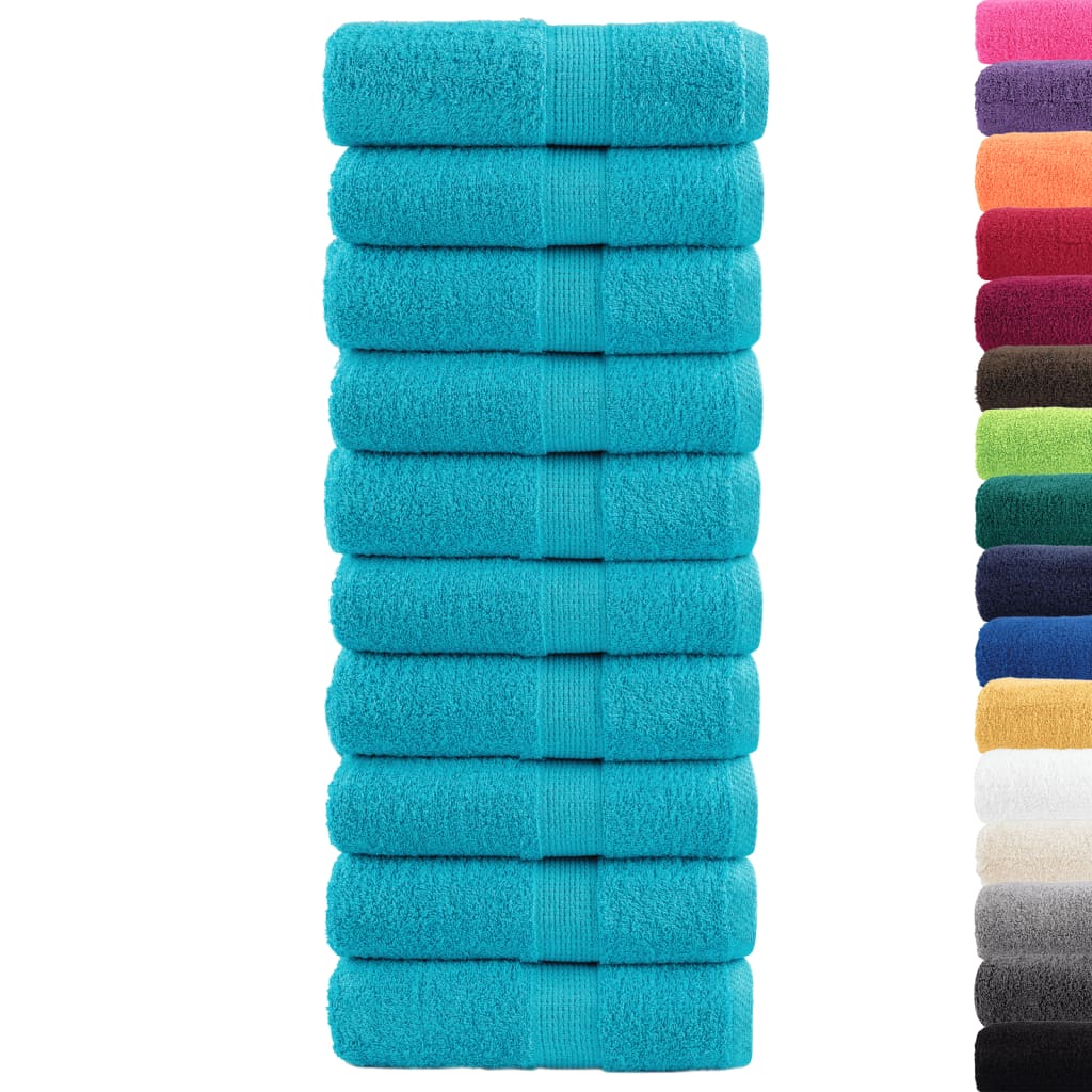 Premium ručnici za goste SOLUND 10 kom. tirkizne boje 30x50 cm 600 g/m²