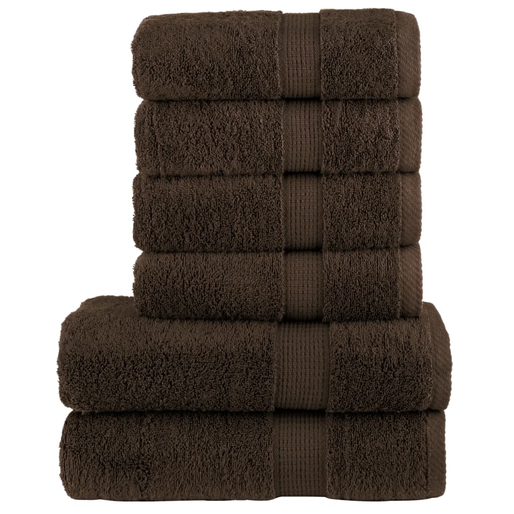 6-dijelni vrhunski set ručnika SOLUND smeđi 600 gsm