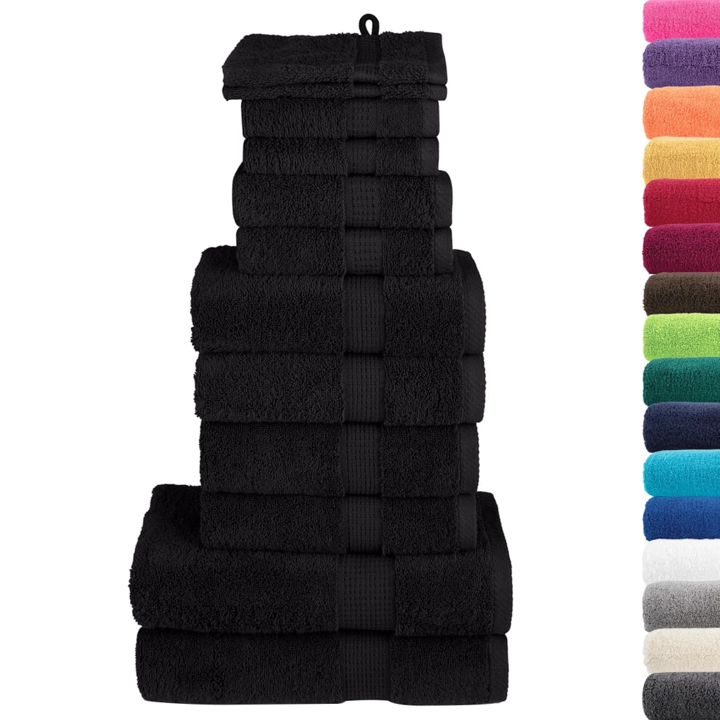 12-dijelni vrhunski set ručnika SOLUND crni 600 gsm