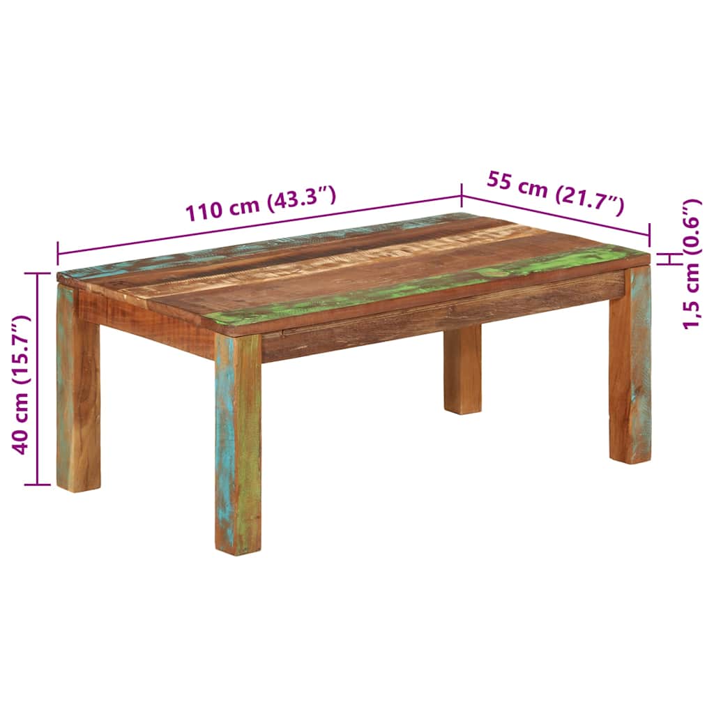 Stolić za kavu 110 x 55 x 40 cm Čvrsto obnovljeno drvo