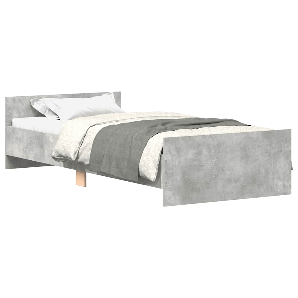 Okvir kreveta boja betona 90x200 cm od konstruiranog drva
