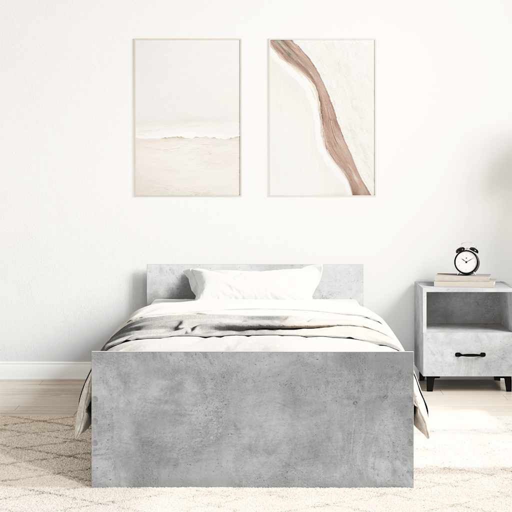 Okvir kreveta boja betona 90x200 cm od konstruiranog drva