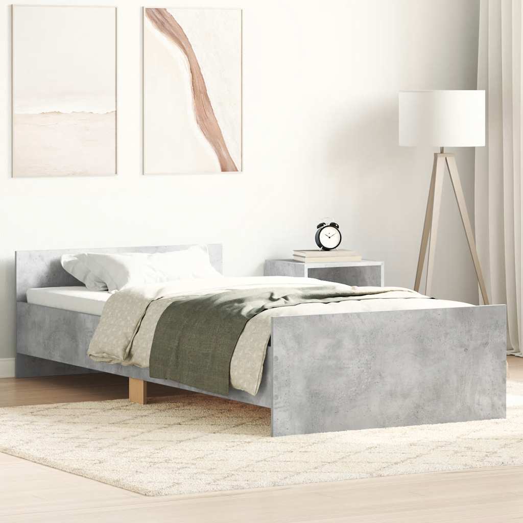 Okvir kreveta boja betona 90x200 cm od konstruiranog drva