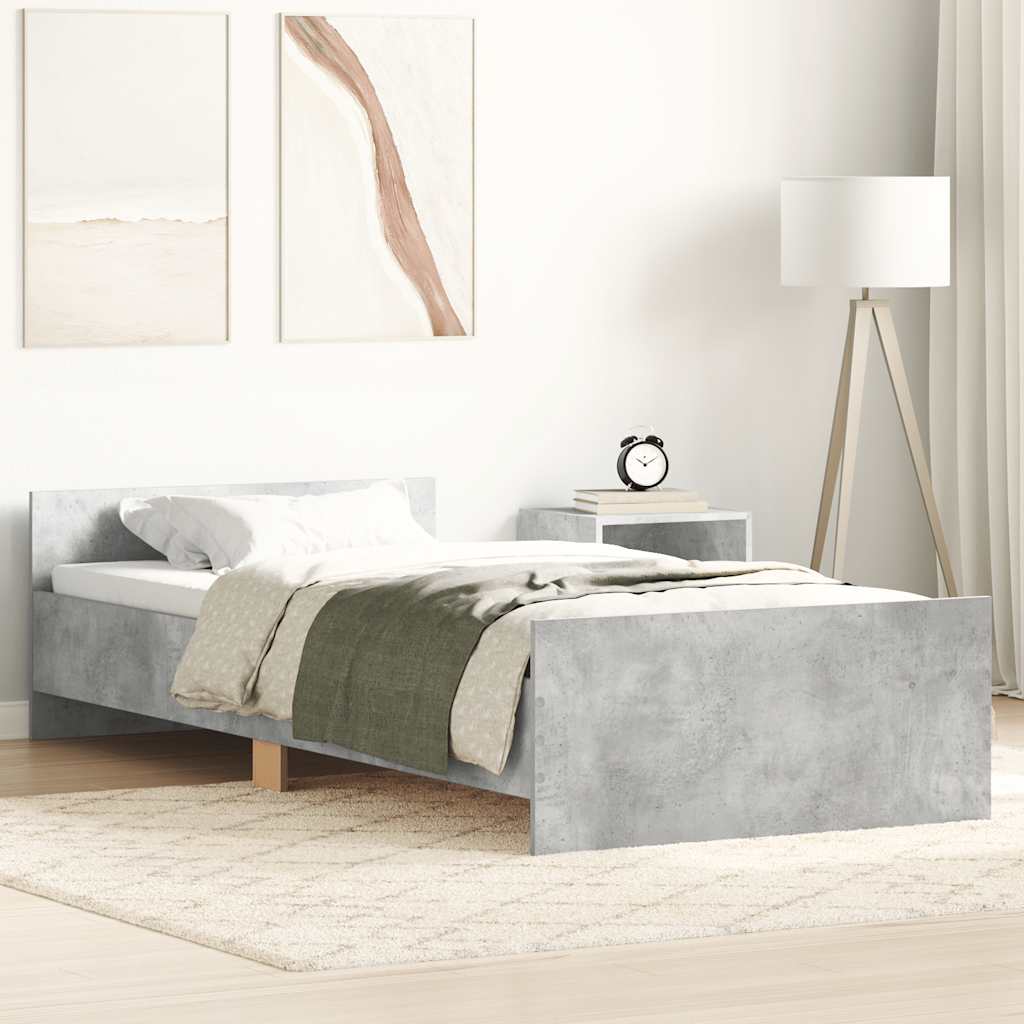 Okvir kreveta boja betona 90 x 190 cm od konstruiranog drva