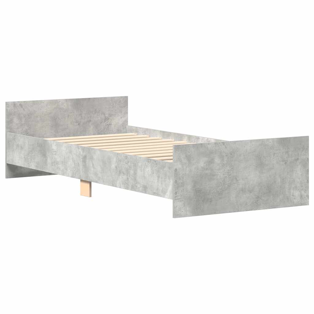 Okvir kreveta boja betona 75x190 cm mali od konstruiranog drva