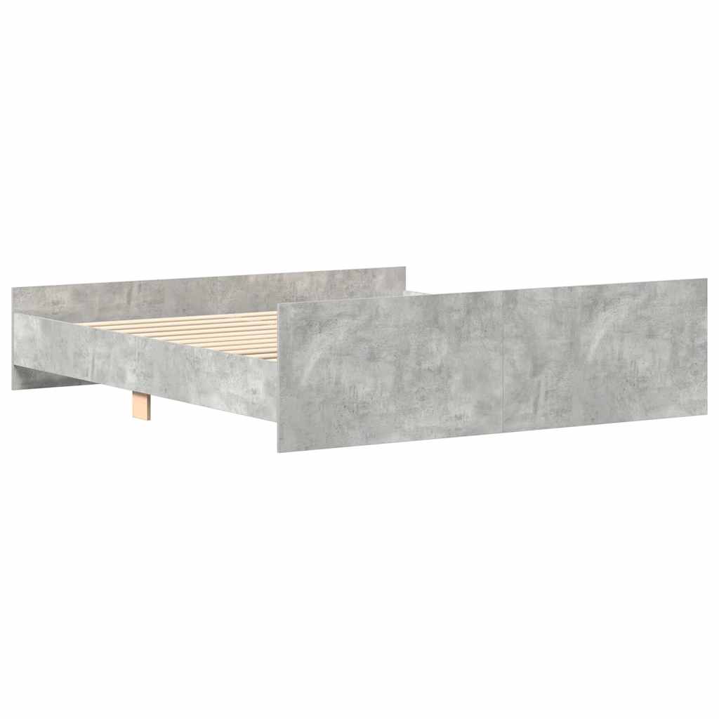 Okvir kreveta s uzglavljem i podnožjem boja betona 200x200 cm