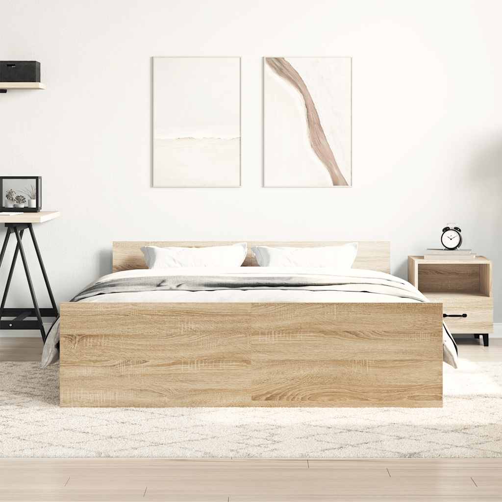 Okvir kreveta s uzglavljem i podnožjem boja hrasta 140x200 cm