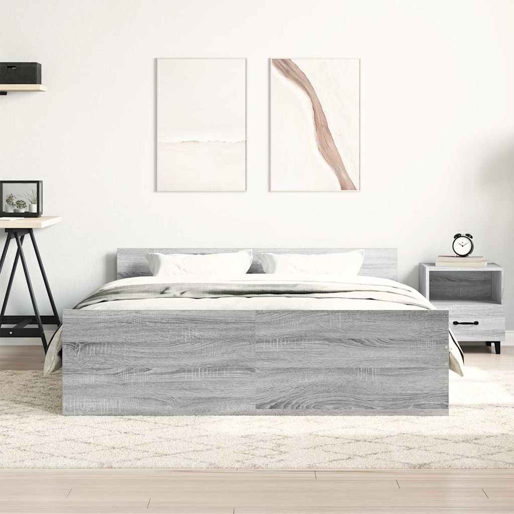 Okvir kreveta s uzglavljem i podnožjem boja hrasta 140x200 cm