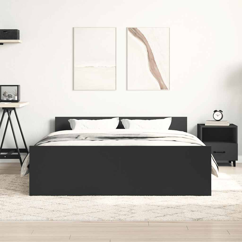 Okvir kreveta s uzglavljem i podnožjem crni 150 x 200 cm