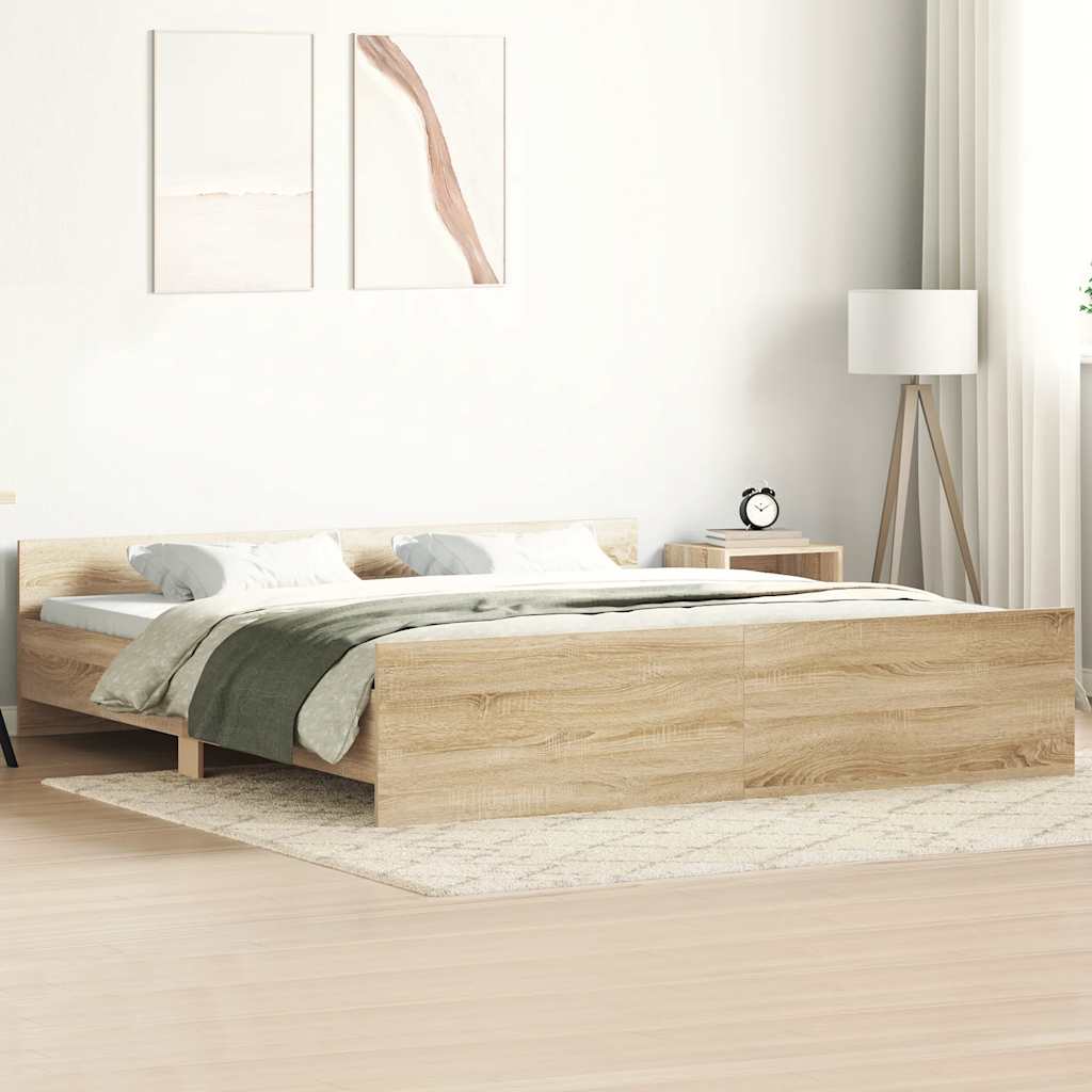 Okvir kreveta s uzglavljem i podnožjem boja hrasta 160 x 200 cm