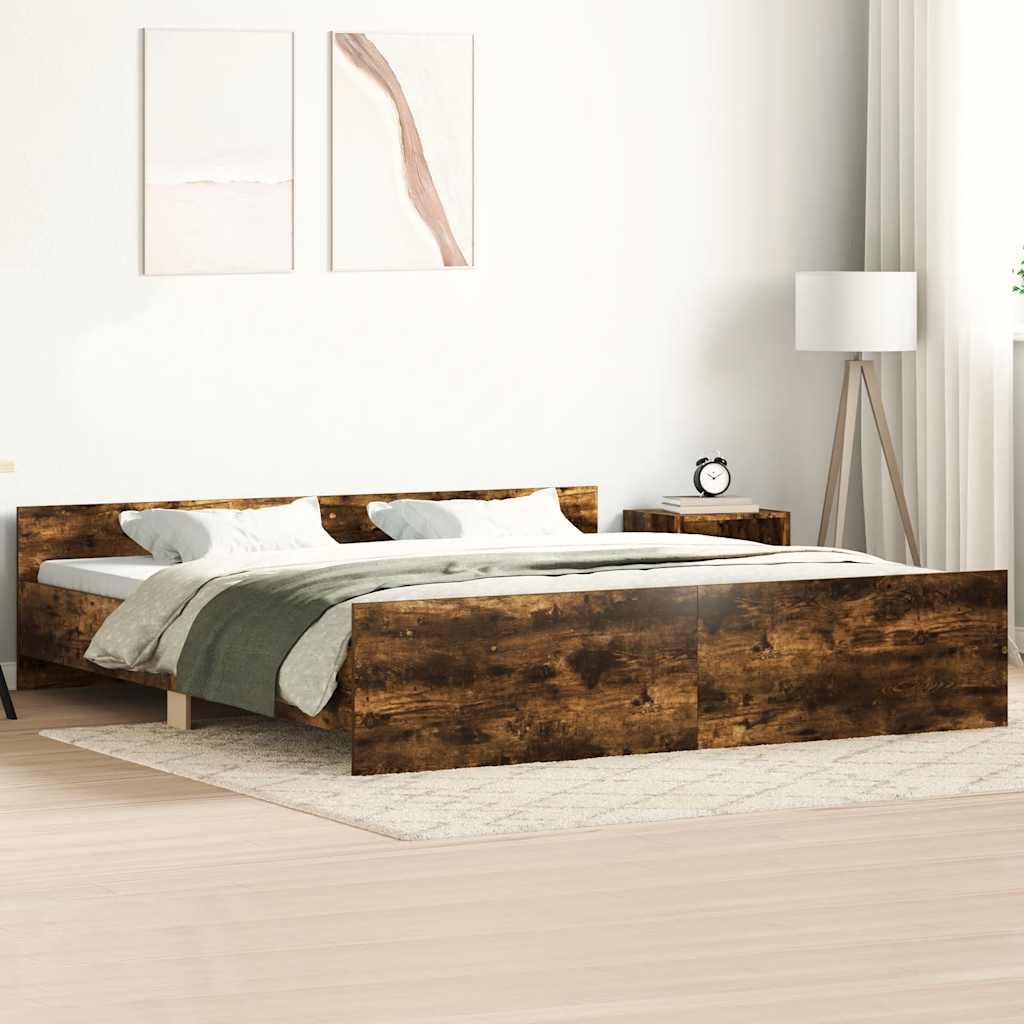 Okvir kreveta s uzglavljem i podnožjem boja hrasta 180x200 cm