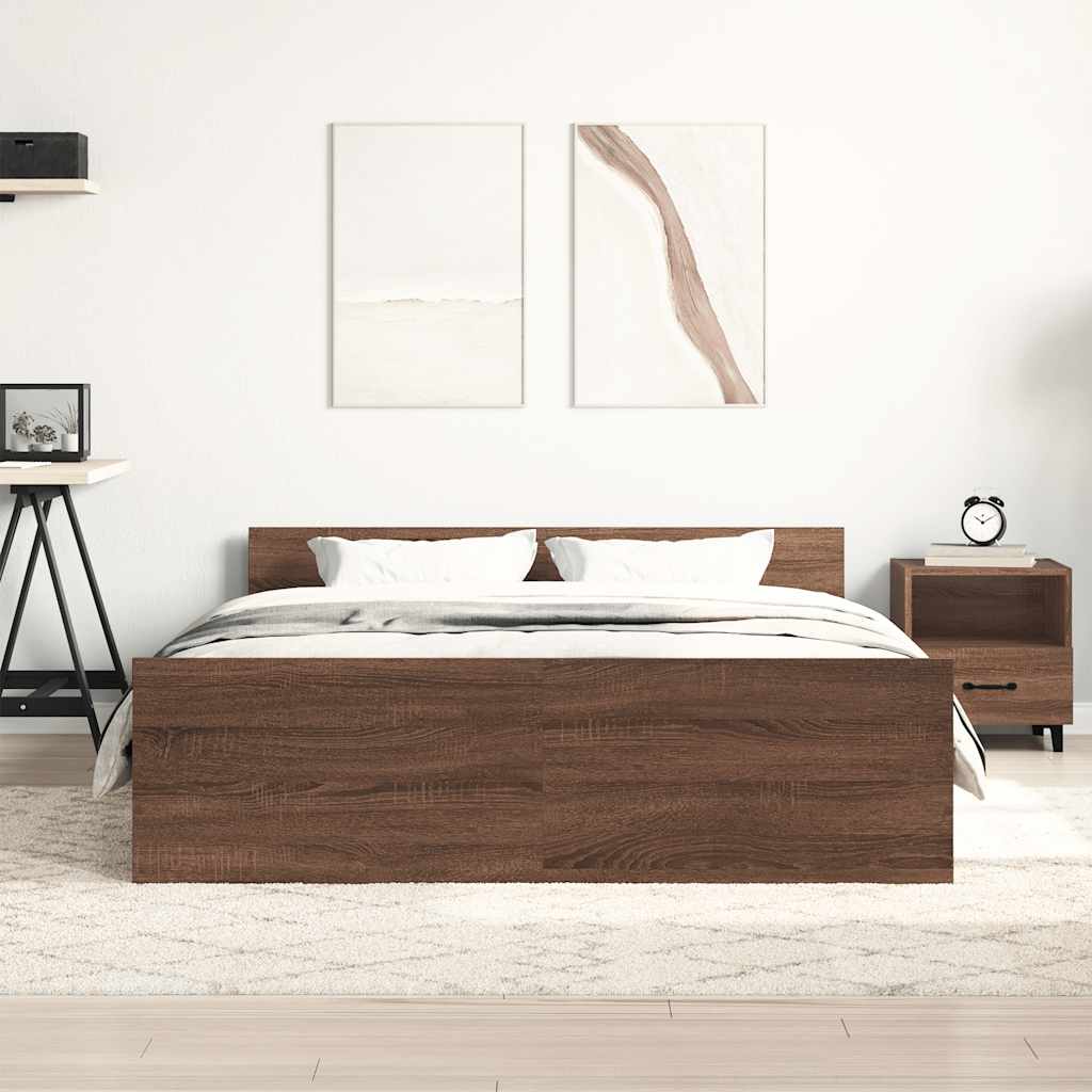 Okvir kreveta s uzglavljem i podnožjem boja hrasta 120x190 cm