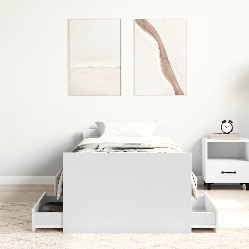 Okvir kreveta s uzglavljem i podnožjem bijeli 90 x 190 cm