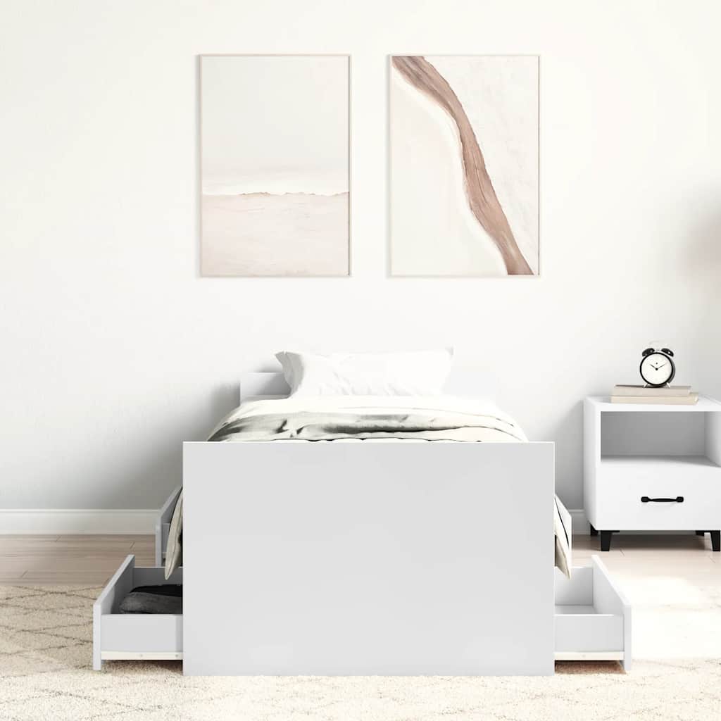 Okvir kreveta s uzglavljem i podnožjem bijeli 75 x 190 cm