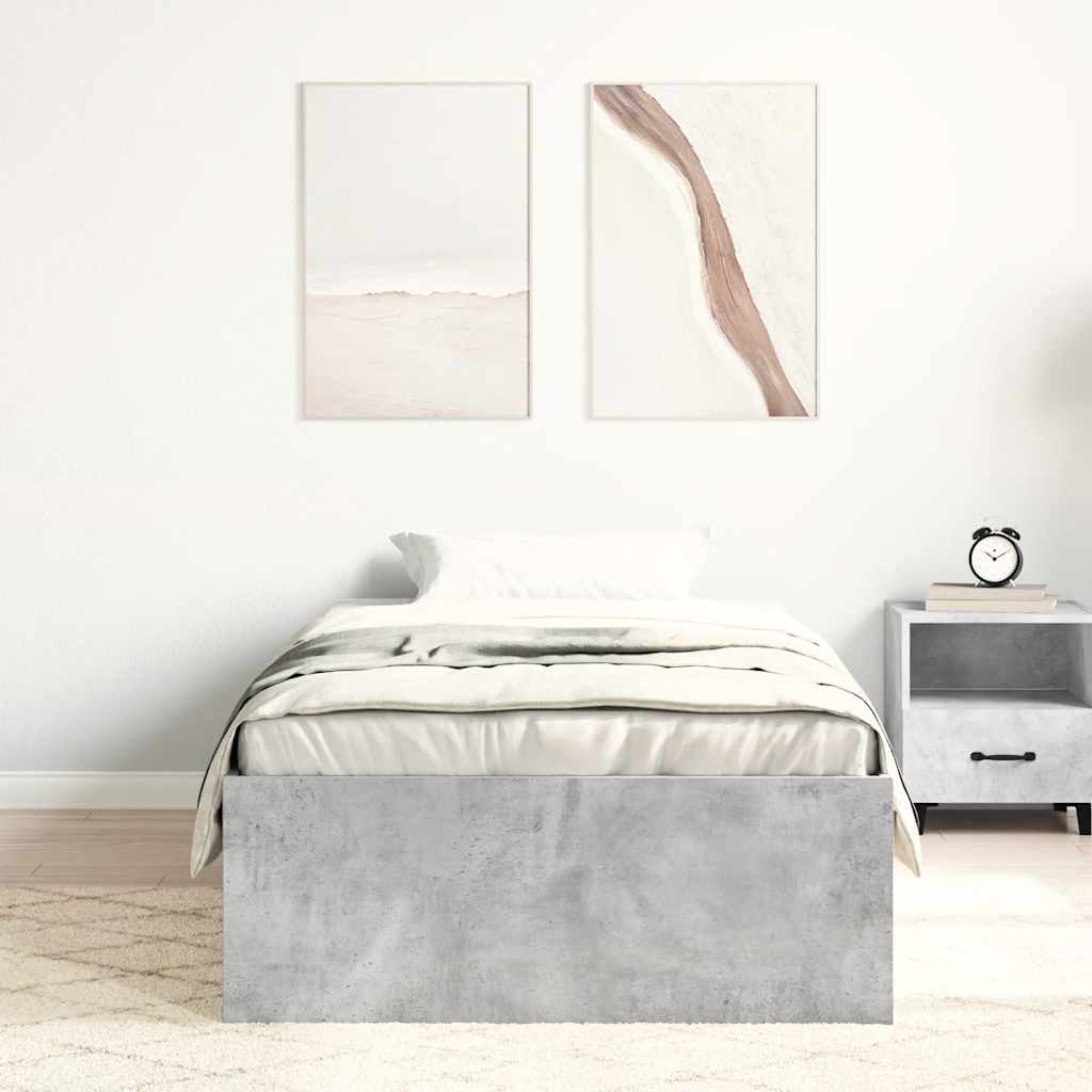 Okvir kreveta siva boja betona 100 x 200 cm