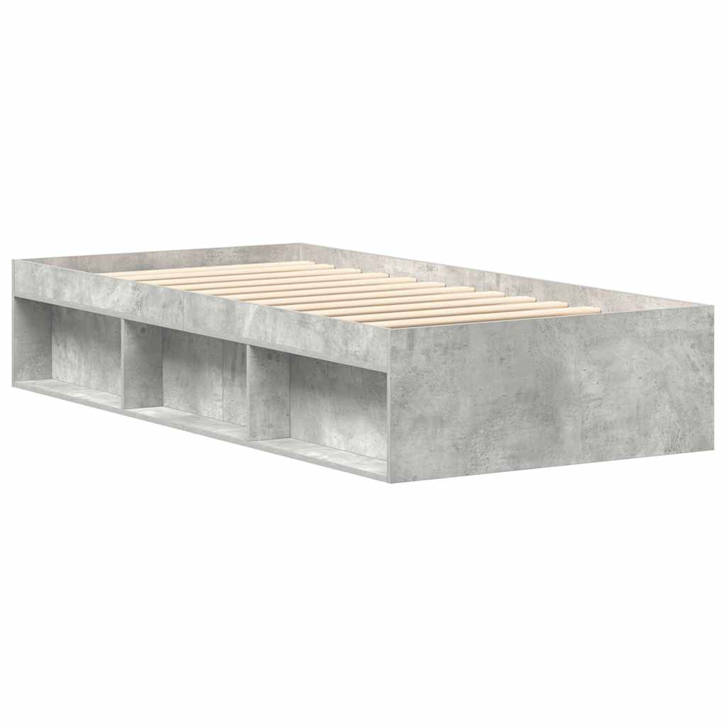 Okvir kreveta boja betona 75 x 190 cm mali za jednu osobu
