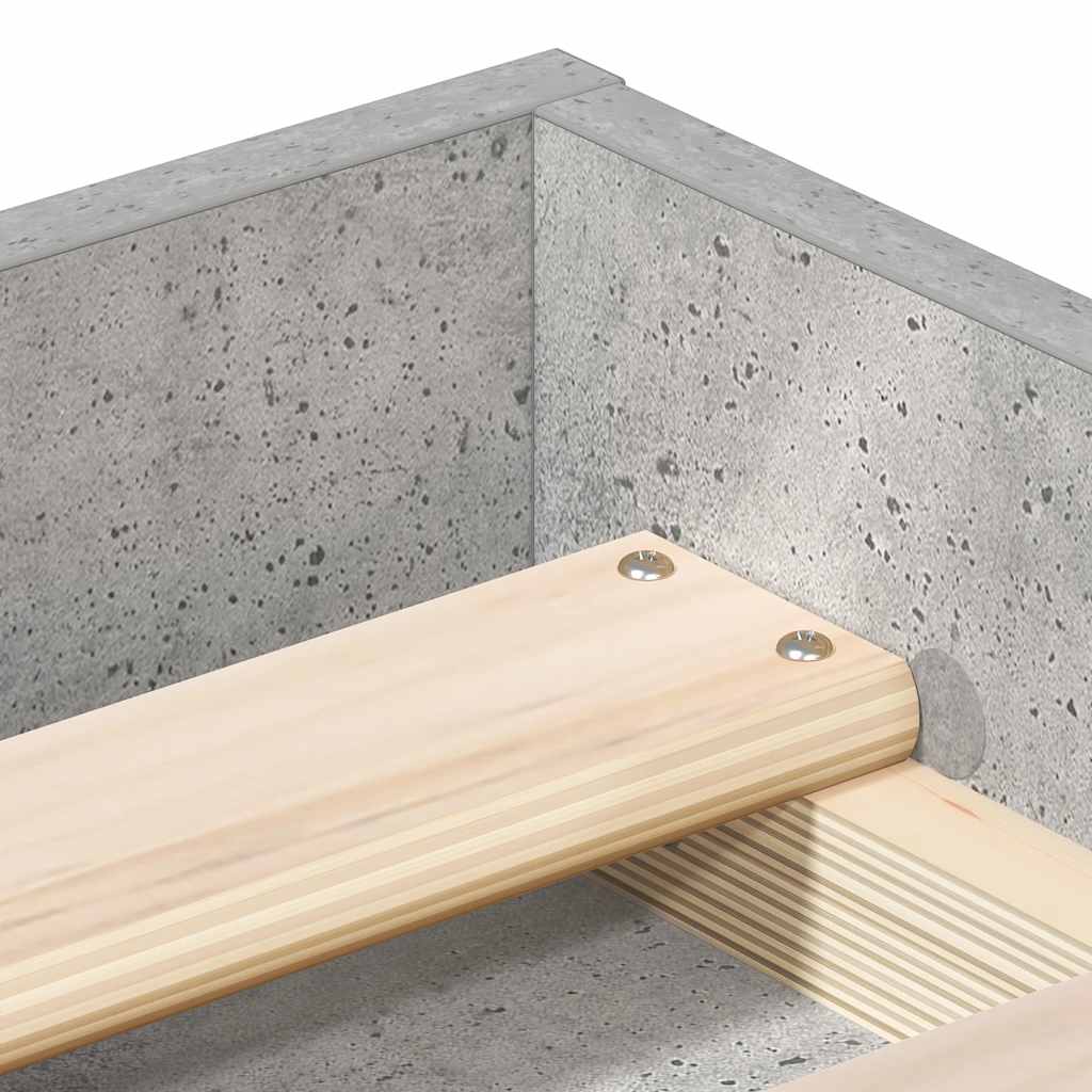 Okvir kreveta boja betona 75 x 190 cm mali za jednu osobu