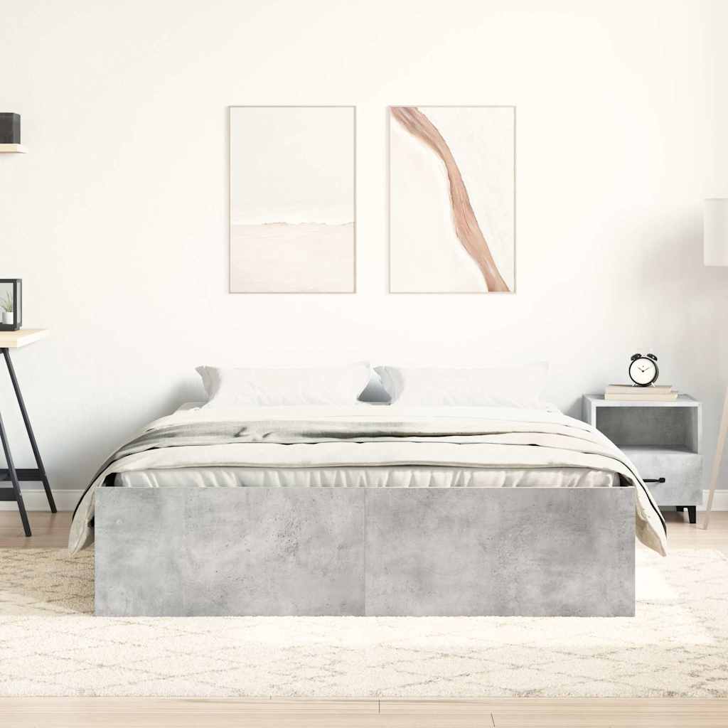 Okvir kreveta siva boja betona 150 x 200 cm veliki bračni