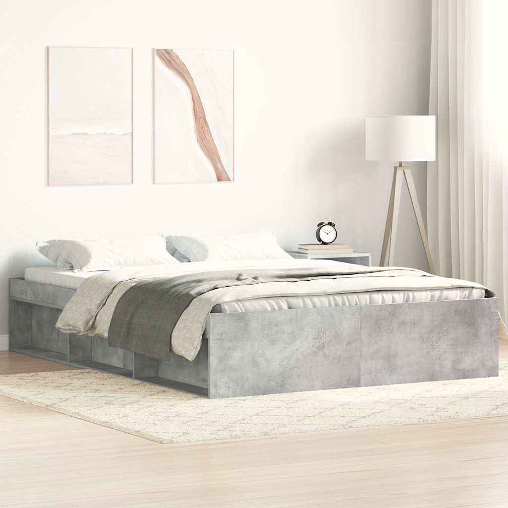 Okvir kreveta siva boja betona 150 x 200 cm veliki bračni