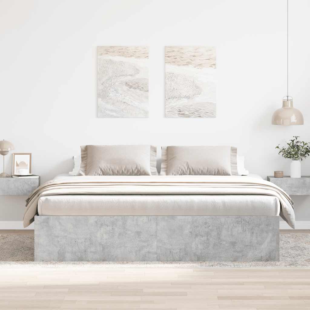 Okvir kreveta siva boja betona 180 x 200 cm veliki bračni