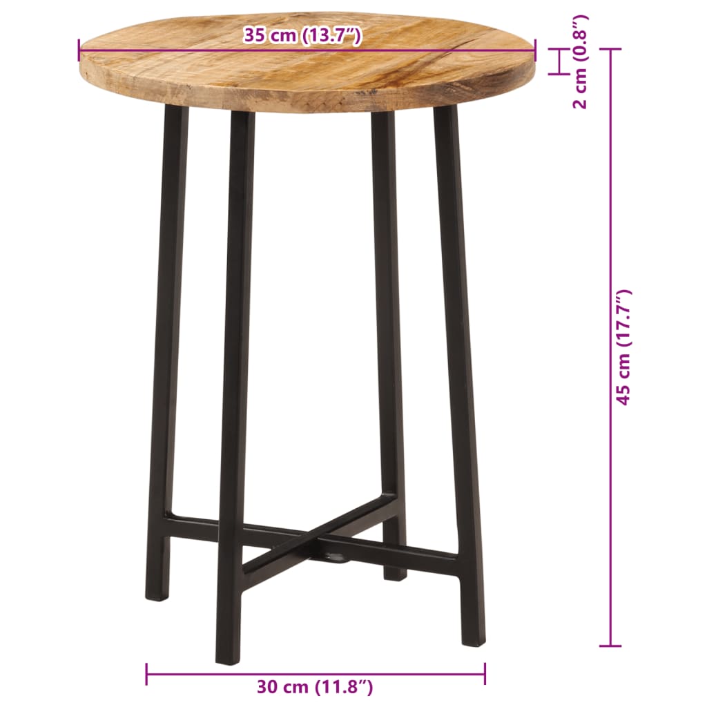 Stolić za kavu 35 x 35 x 45 cm od masivnog drva manga i željeza