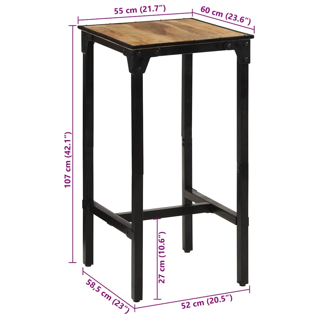 Barski stol 60 x 55 x 107 cm od masivnog grubog drva manga