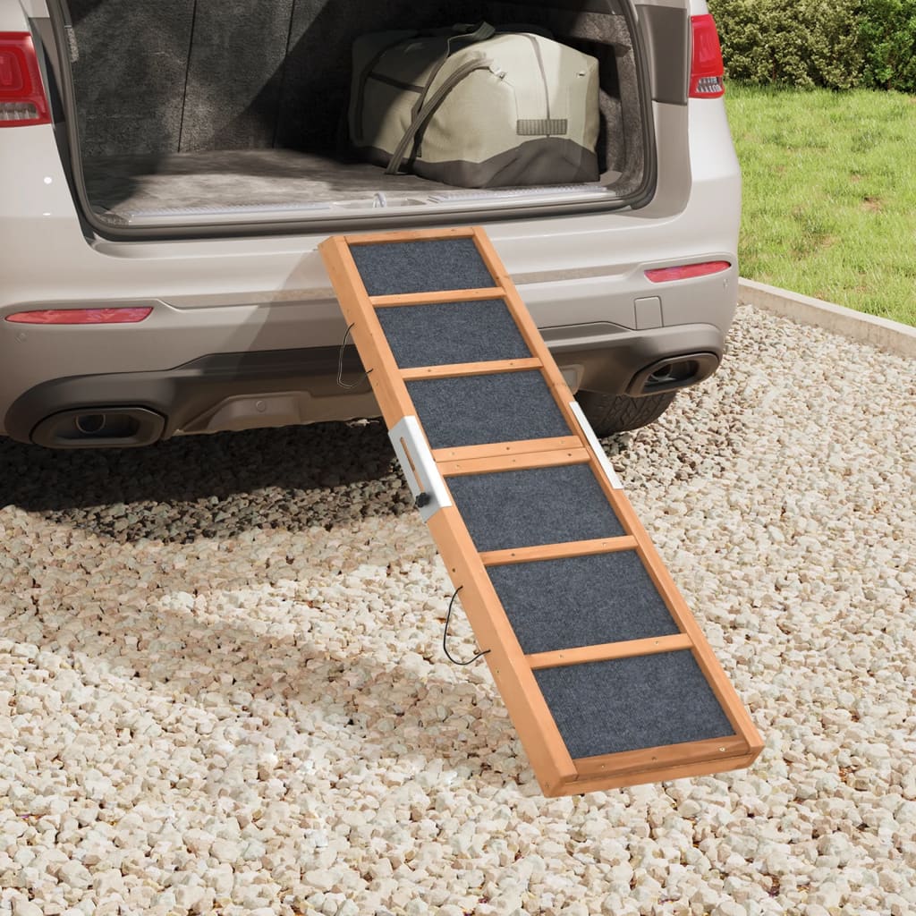 Rampa za pse siva 120 x 30 cm od masivne jelovine